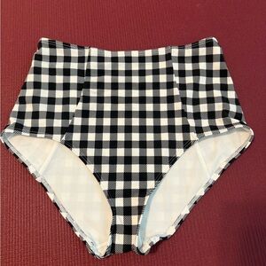 Black and White Checkered High-Waisted swimsuit bottoms